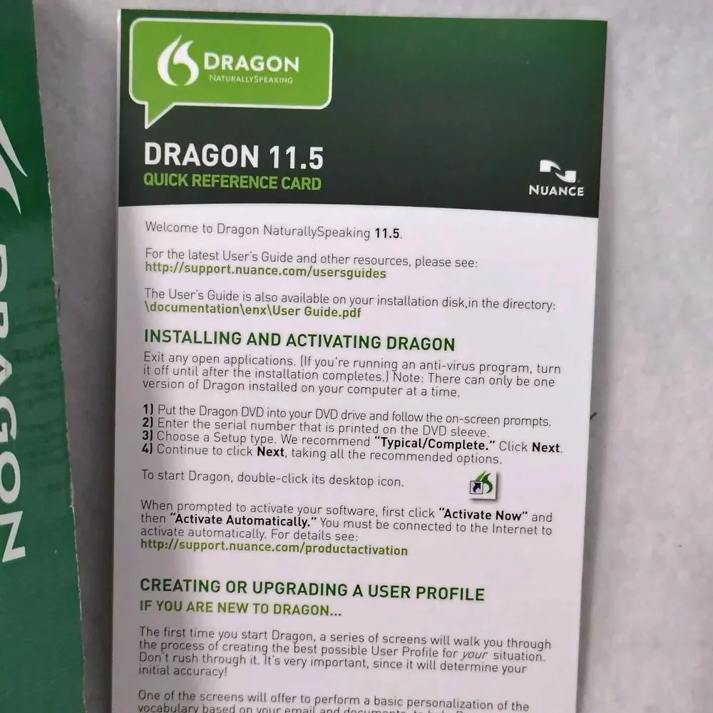 Nuance DRAGON NATURALLY SPEAKING Premium HOME VERSION 11.5 Software W/ HEADSET